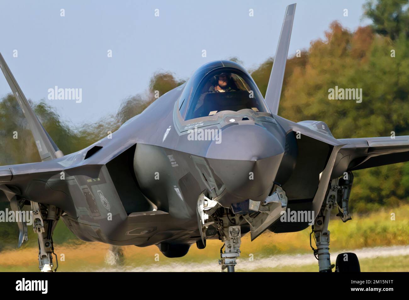 A Lockheed Martin F-35C Lightning II US Navy `Grim Reapers` jet fighter from Eglin Air Force Base, Florida, USA at 2017 Airshow London. Stock Photo
